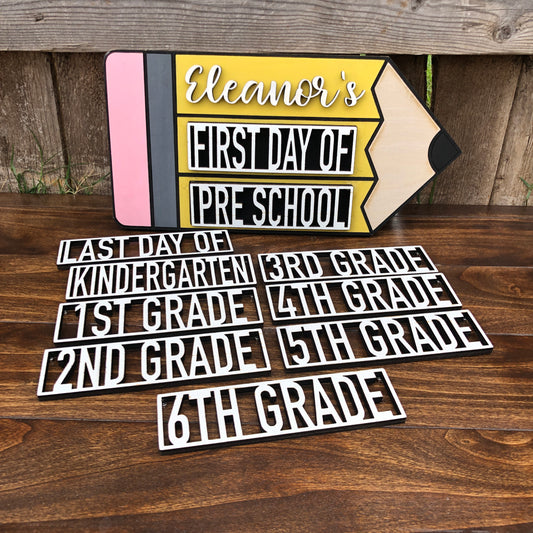 Interchangeable Grades Back to School Magnetic Sign | Preschool-6th Grade | First Day Of School | Last Day Of School | Kids | Back to School